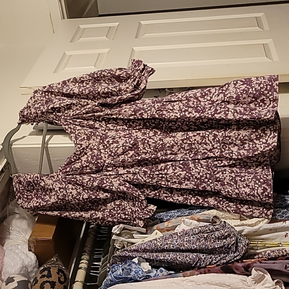 NWT Purple Printed Storia Babydoll Dress Sz M